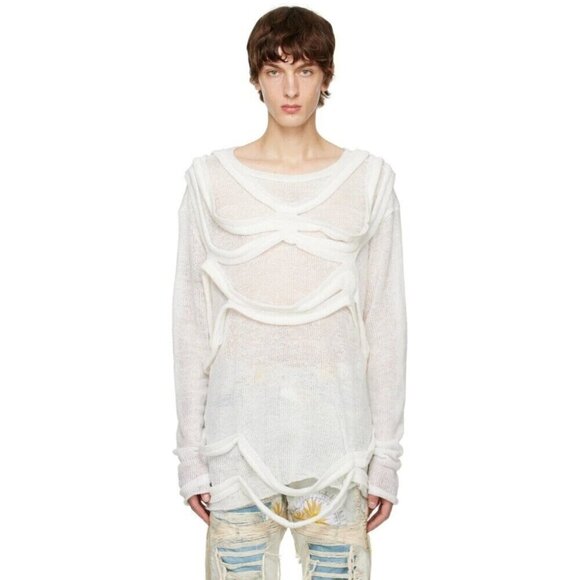 Who Decides War by MRDR BRVDO Webbed Sweater M Cloud Defect New - Picture 1 of 16